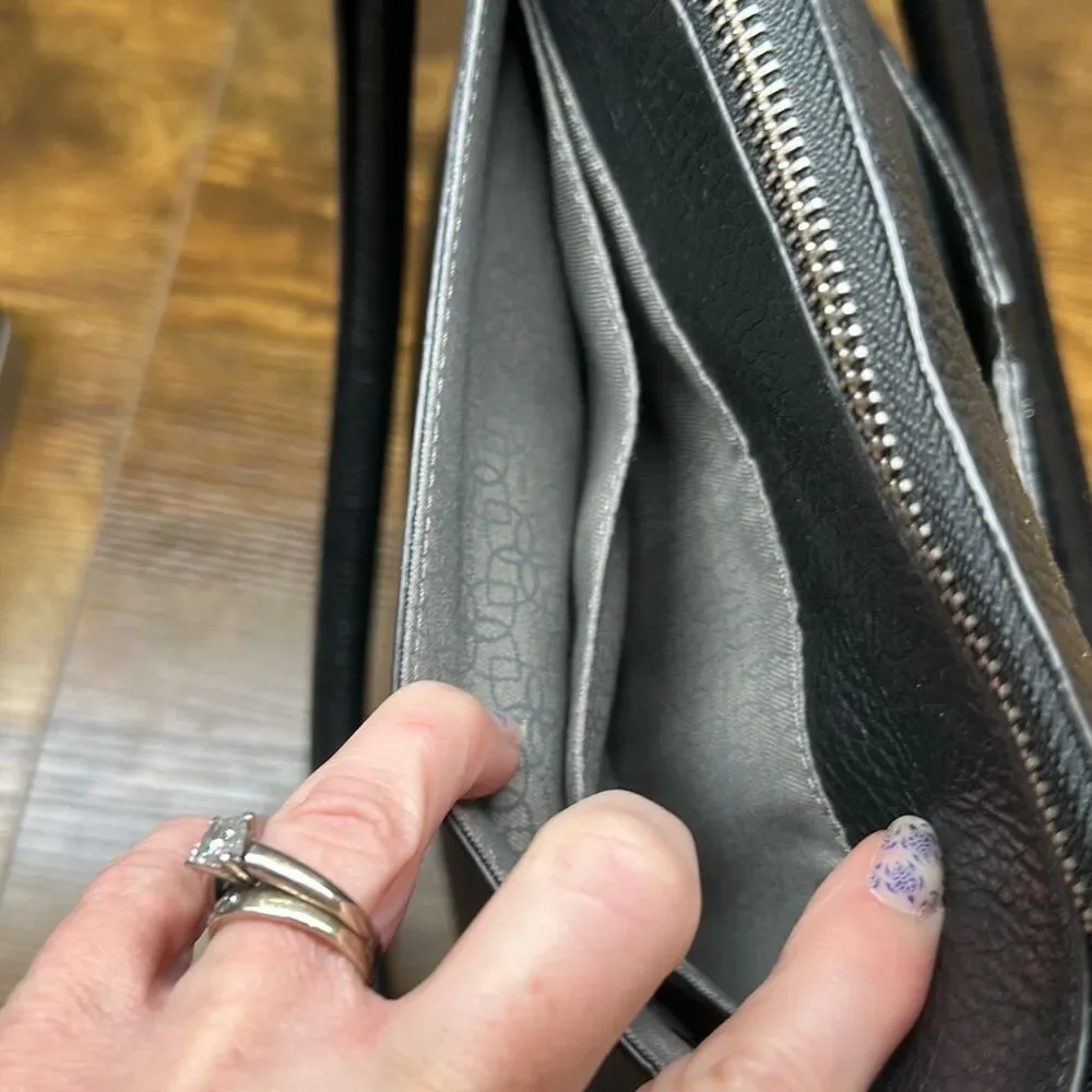 Lodis Black Leather Pebble Tote with Dual Straps